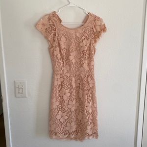 BCBG Blush Lace Open Back Dress